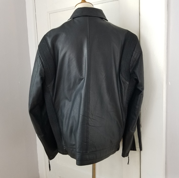 Kenneth Cole Reaction Genuine Leather Moto Jacket, Size L - Picture 2 of 16